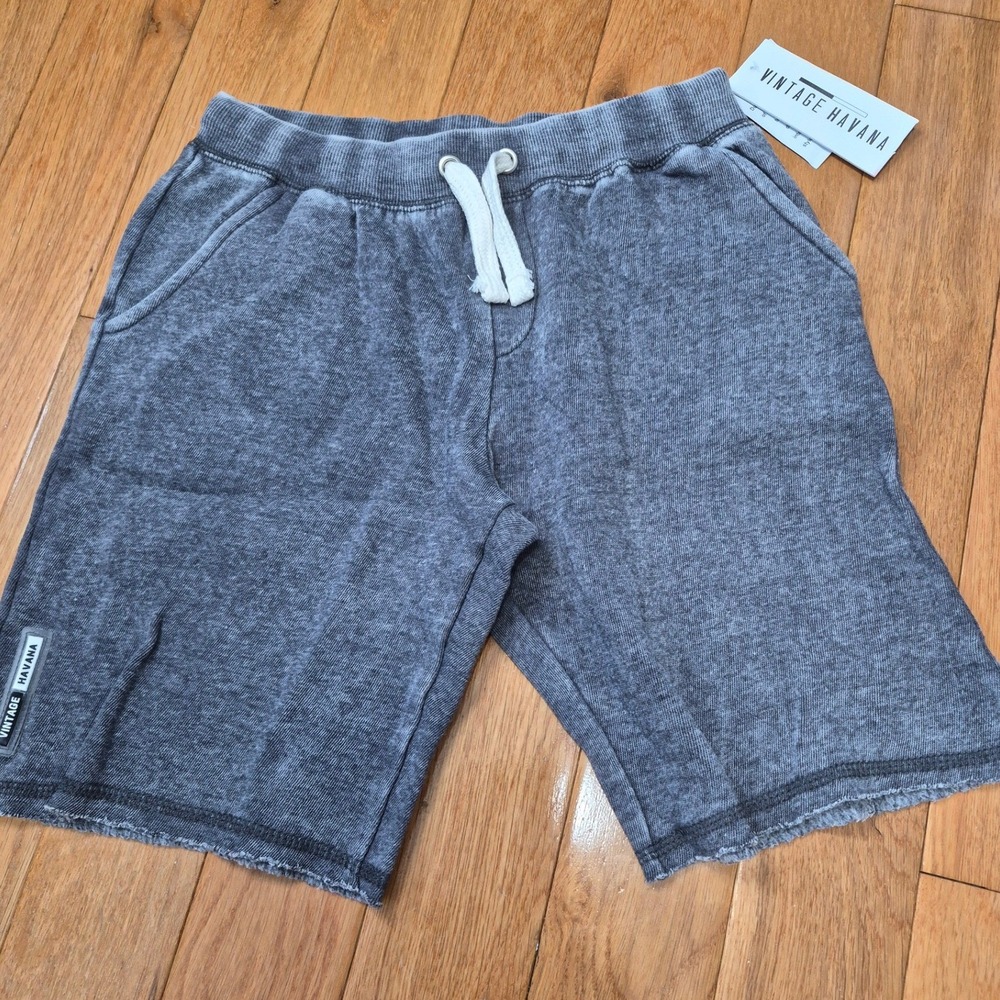 Vintage Havana Kids Mineral Wash Knit Shorts Gray Drawstring B-545 Size L NWT